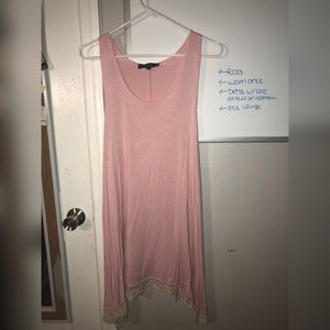 Casual Light Pink Dress with Lace Detail